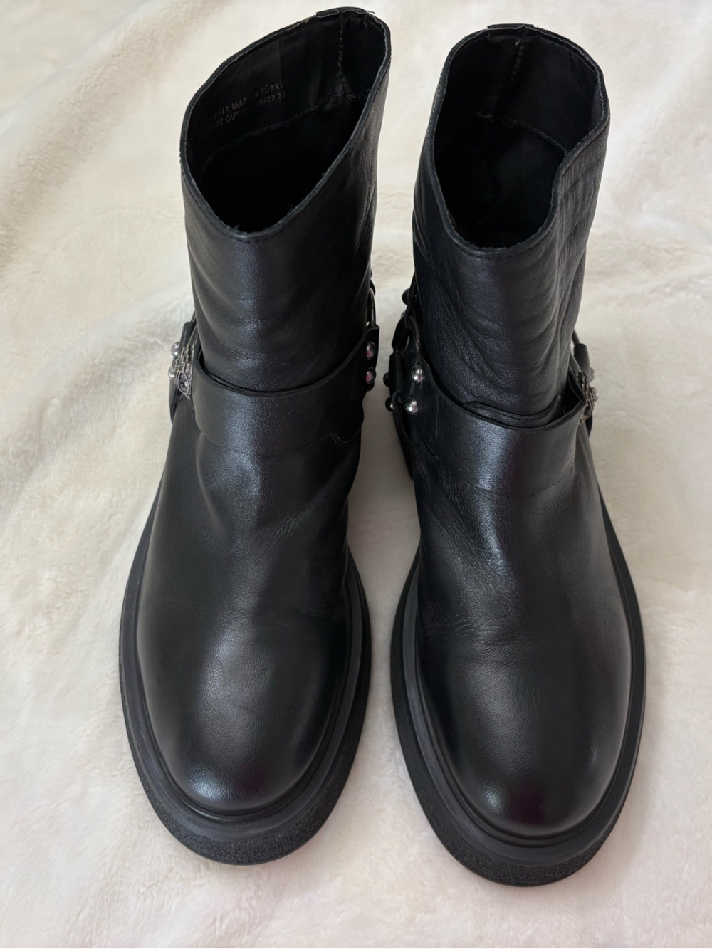 Kurt Geiger London Strong Black Leather Platform Biker Moto Boots. 41